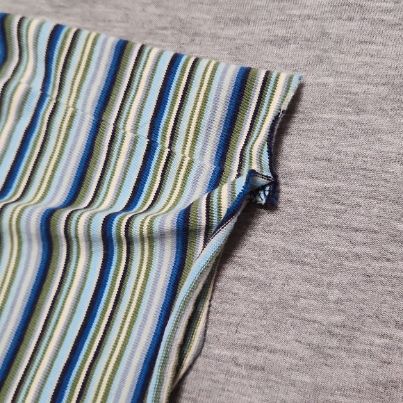 Vintage Y2K Handmade Upcycled Striped Tie Front Shrug Crop Top Blouse Shirt - Picture 9 of 14